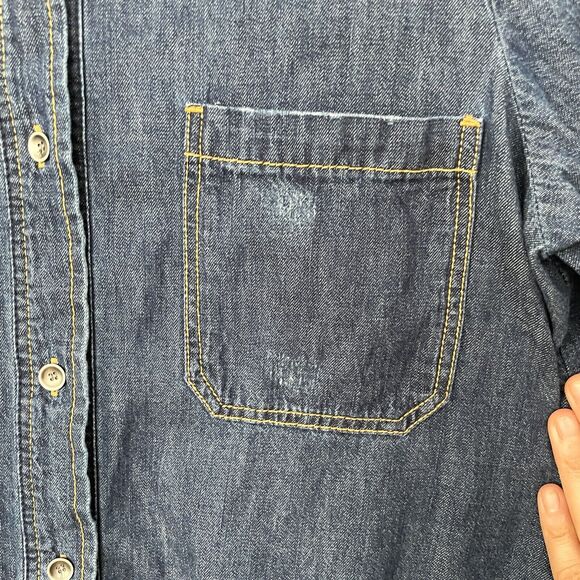 Soft Surroundings Womens Denim Blouse Jacket Size M Button Up Western Boho - Picture 6 of 11